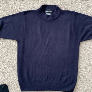 Medium Mock turtle neck, short sleeve sweater. Navy